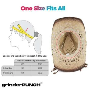 grinderPUNCH Western Outback Cowboy Hat Men's Women's Style Classic Straw Western Cowgirl Hat