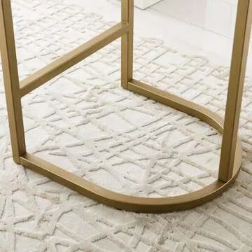 Leick Home 10132GD/WT Barrelback Counter Stool with Metal Base, Set of 2, for Kitchen Counters and Islands, Modern White Linen Seat and Gold Metal Base