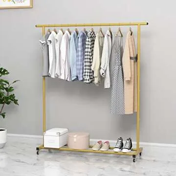 Buzowruil Stylish Rolling Metal Clothes Rack Organizer