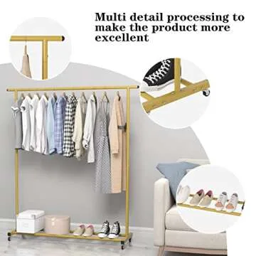 Buzowruil Stylish Rolling Metal Clothes Rack Organizer