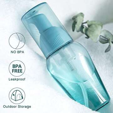 WAYCOM Travel Bottle Set 10pcs,Portable Travel Size Empty Bottles BPA Free Airline Approved for Clear Makeup Cosmetic Toiletries Liquid Containers with Zipper Bag(blue-10pcs)