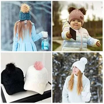 36 Pcs Faux Fur Pom Poms for Hats - Soft Pom Pom Fluffy Balls with Elastic Loop for Crafts, Removable Knitting Accessories for Shoes Gloves Bags Scarves Keychain (18 Color, 3.9 in )