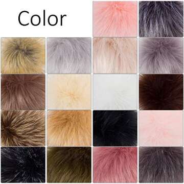 36 Pcs Faux Fur Pom Poms for Hats - Soft Pom Pom Fluffy Balls with Elastic Loop for Crafts, Removable Knitting Accessories for Shoes Gloves Bags Scarves Keychain (18 Color, 3.9 in )