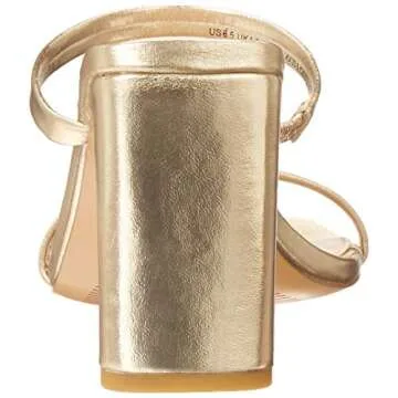 The Drop Avery Square Toe Heeled Sandal Elegant Gold