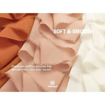 Vitalizart Fall Handmade Chiffon Silk Ribbon Fringe 1.5" x 21 Yd Terracotta Cream Frayed Edges Ribbons for Wedding Invitations Bridal Bouquets Gifts Wrapping Crafts Holiday Party Decorations