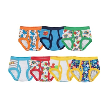 Sesame Street Boys 7-PK and 10-PK 100% Combed Cotton Underwear WithFavorites like Elmo, Cookie Monst...
