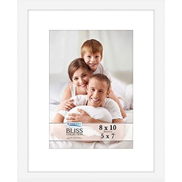 Icona Bay 8x10 White Picture Frame with Removable Mat for 5x7 Photo, Modern Style Wood Composite Fra...