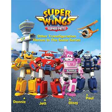 Super Wings Jett 7" Tall Superwings Jett Robot Suit and 2” Scale Transforming Jett Mini Figure , T...