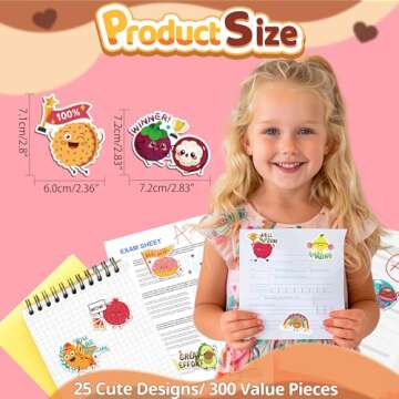 300PCS Large Scratch and Sniff Stickers, Scented Stickers for Kids, Incentive Smelly Summer Stickers...