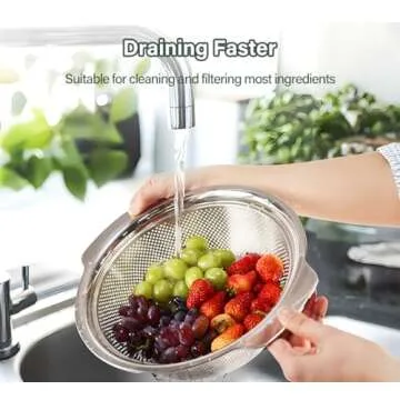POJORY Stainless Steel Colander - Versatile 5-Quart Strainer Set
