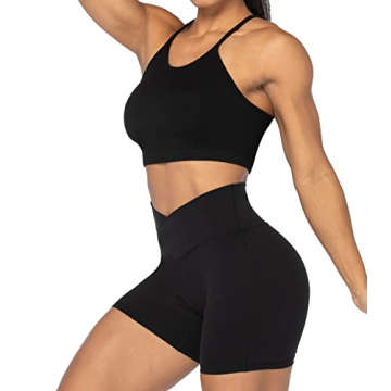 Sunzel Crossover Biker Shorts for Women - V High Waist Comfort