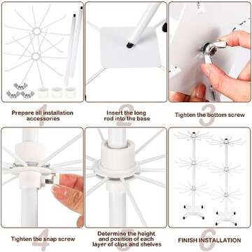 BBTO 2 Pcs Rotating Display Stand Jewelry Display Rack with Hooks Metal Earrings Display Stands for Selling Necklace(White,28.35 x 11.81 Inch)