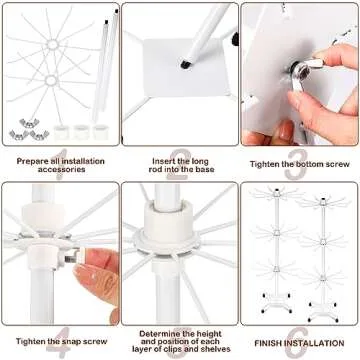 BBTO 2 Pcs Rotating Display Stand Jewelry Display Rack with Hooks Metal Earrings Display Stands for Selling Necklace(White,28.35 x 11.81 Inch)