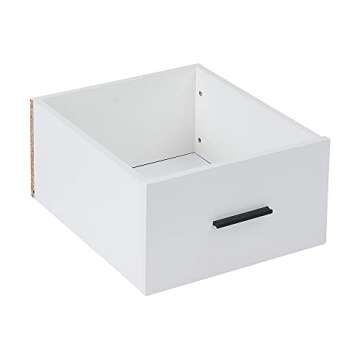 VECELO Modern Nightstand with Drawer Square End, Side Table for Bedroom, Living Room, Small Space, Night Stand with Open Shelf, Stable Metal Frame, 1 Pack, White & Black