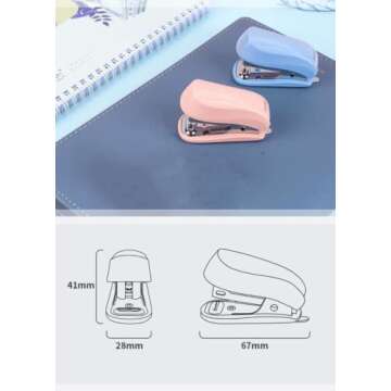PROMISE FLOURISH Mini Stapler Hand Stapler with Staple Remover and 1 Box Staples,Cute Stationery for Students and Office Use (Pink)