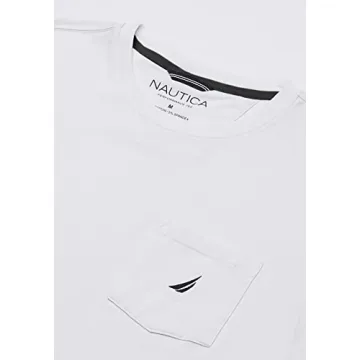 Nautica Men's Crew Neck Pocket T-Shirt in Bright White