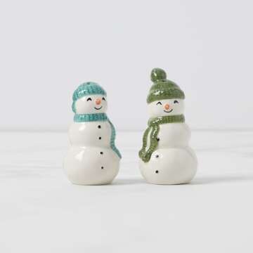 Lenox Balsam Lane Snowman Salt & Pepper Set, 0.37, Green