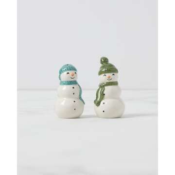 Lenox Balsam Lane Snowman Salt & Pepper Set, 0.37, Green
