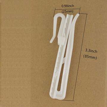 Ailejia 30 Pcs Plastic Adjustable Hooks - Depth Pleat Drapery Hooks for Window, Door and Shower Curt...