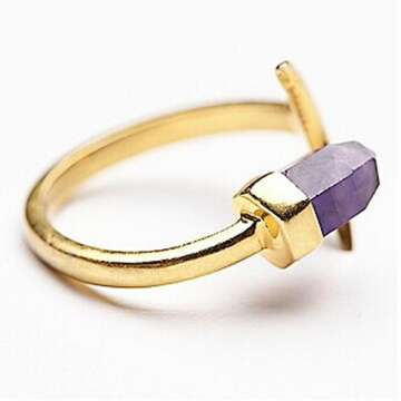 Women's Fashion Crescent Moon Purple Natural Turquoise Open Ring Finger Jewelry