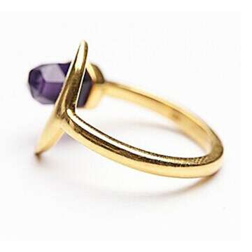 Women's Fashion Crescent Moon Purple Natural Turquoise Open Ring Finger Jewelry