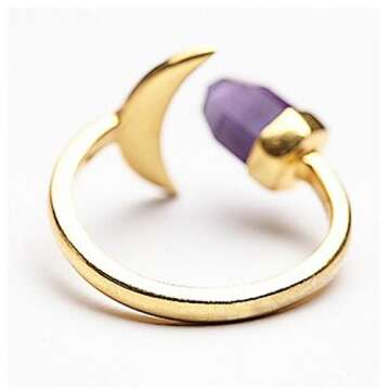 Women's Fashion Crescent Moon Purple Natural Turquoise Open Ring Finger Jewelry