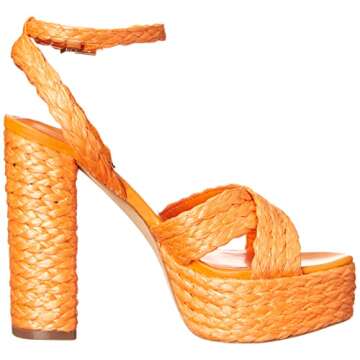 Nine West Women's HADYN3 Heeled Sandal, Orange, 6