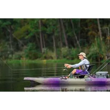 Perception - Outlaw 11.5 Kayak - Sit on Top Fishing Kayak - Fold Away Lawn Chair Seat - 4 Rod Holders - Integrated Tackle Trays - 11.5 ft - Pruple Camo