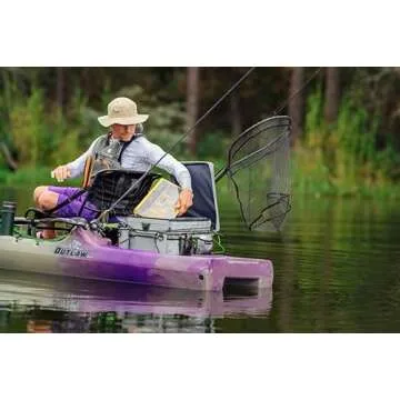 Perception - Outlaw 11.5 Kayak - Sit on Top Fishing Kayak - Fold Away Lawn Chair Seat - 4 Rod Holders - Integrated Tackle Trays - 11.5 ft - Pruple Camo