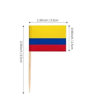 JAVD CYPS 100 Pcs Colombian Toothpick Flags for Food Decoration