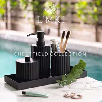 Stylish Matte Black Bathroom Accessory Set - Complete Decor
