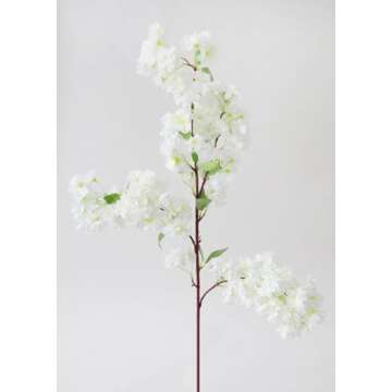 Artificial Spring Cherry Blossoms in Cream - 40 Inch