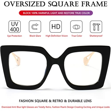 Stylish AIEYEZO Oversized Blue Light Blocking Glasses for Women