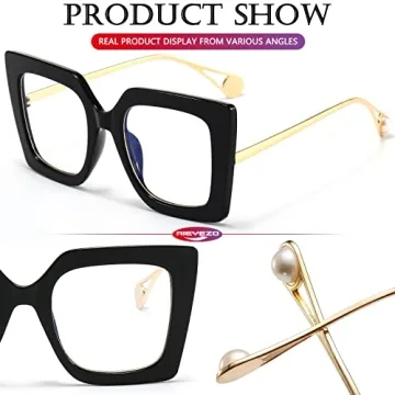 Stylish AIEYEZO Oversized Blue Light Blocking Glasses for Women