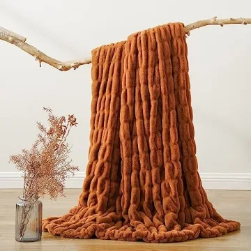Cozy BATTILO HOME Burnt Orange Faux Fur Throw Blanket