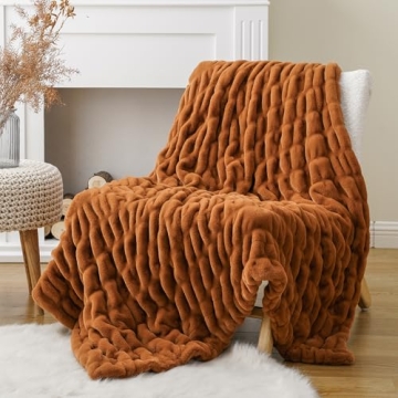 Cozy BATTILO HOME Burnt Orange Faux Fur Throw Blanket