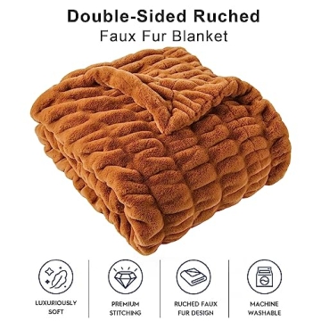 Cozy BATTILO HOME Burnt Orange Faux Fur Throw Blanket