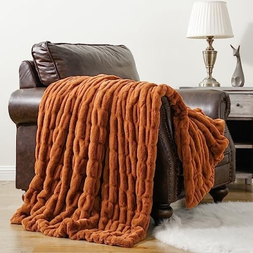 Cozy BATTILO HOME Burnt Orange Faux Fur Throw Blanket