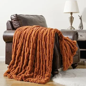 Cozy BATTILO HOME Burnt Orange Faux Fur Throw Blanket