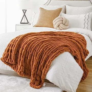 Cozy BATTILO HOME Burnt Orange Faux Fur Throw Blanket