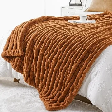 Cozy BATTILO HOME Burnt Orange Faux Fur Throw Blanket