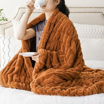 Cozy BATTILO HOME Burnt Orange Faux Fur Throw Blanket