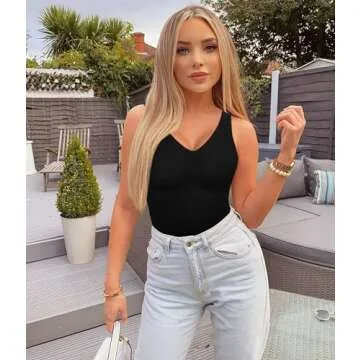 LODAY Women's Tummy Control V-Neck Shapewear Tank Top