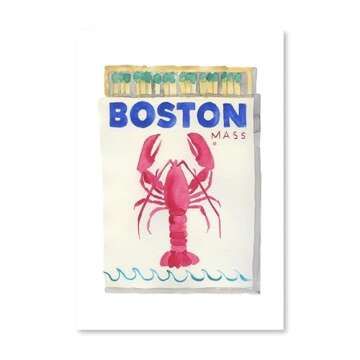 FURBISH Travel Wall Art Print - Boston Matchbook - Aesthetic Wall Decor, Modern Art Print, Preppy Ro...