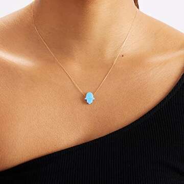GELIN 14K Solid Gold Opal Chain Necklace | Dainty Opal Jewelry for Women | Gift Idea for Her