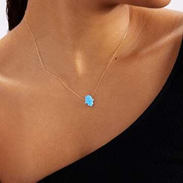 GELIN 14K Solid Gold Opal Chain Necklace | Dainty Opal Jewelry for Women | Gift Idea for Her