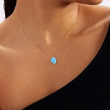 GELIN 14K Solid Gold Opal Chain Necklace | Dainty Opal Jewelry for Women | Gift Idea for Her