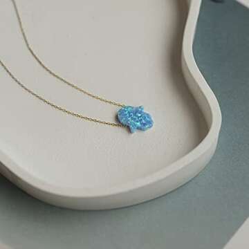 GELIN 14K Solid Gold Opal Chain Necklace | Dainty Opal Jewelry for Women | Gift Idea for Her