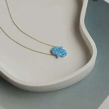 GELIN 14K Solid Gold Opal Chain Necklace | Dainty Opal Jewelry for Women | Gift Idea for Her