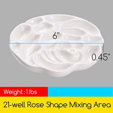 MEEDEN Porcelain Paint Palette, Ceramic Watercolor Pallet Mixing Tray, Rose Shaped Design